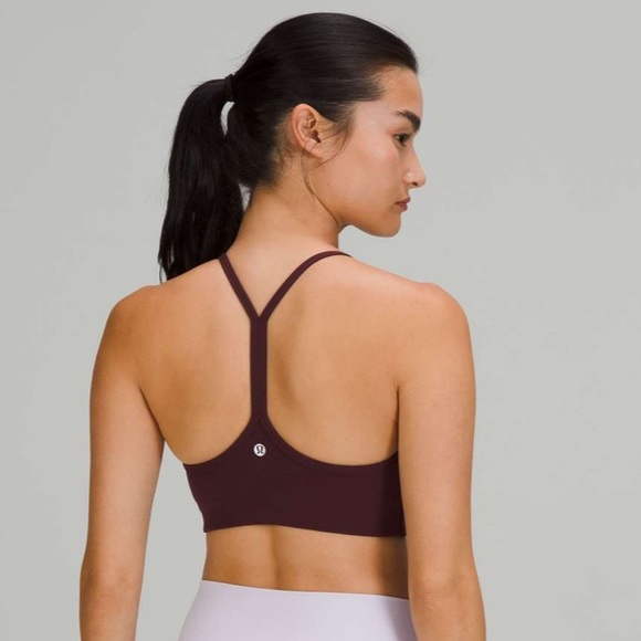 LULULEMON Flow Y Wrap Front High Neck Bra Light Support B/C Cup CASSIS size 4 - Picture 2 of 6